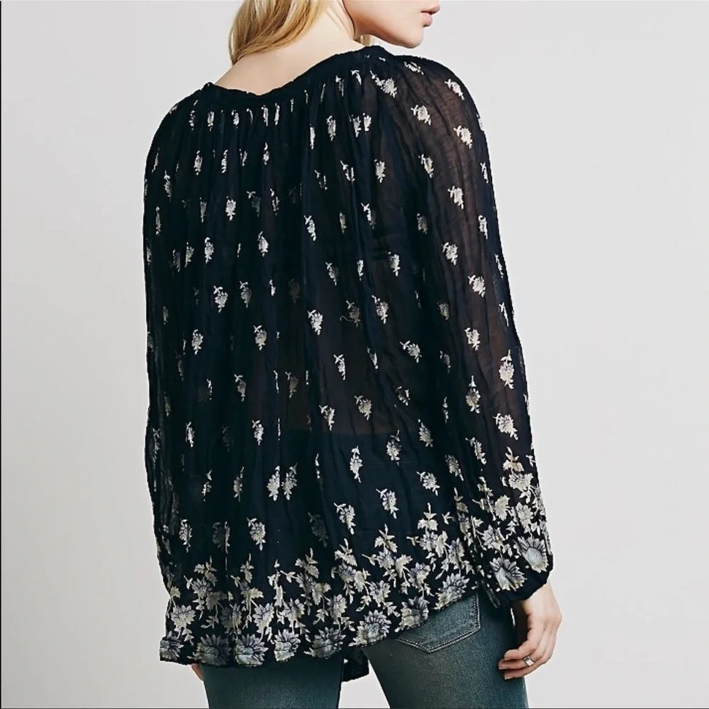 Free People Drippy pattern pintucks blouse XS/S